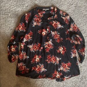 Daniel Rainn Black and Red Floral Blouse